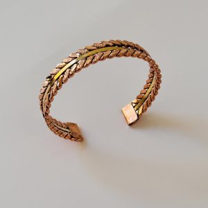 Adjustable Twisted Copper Cuff Bracelet with Brass Inlay –Pure Copper Bracelet for Pain Relief and Stress Relief JW615