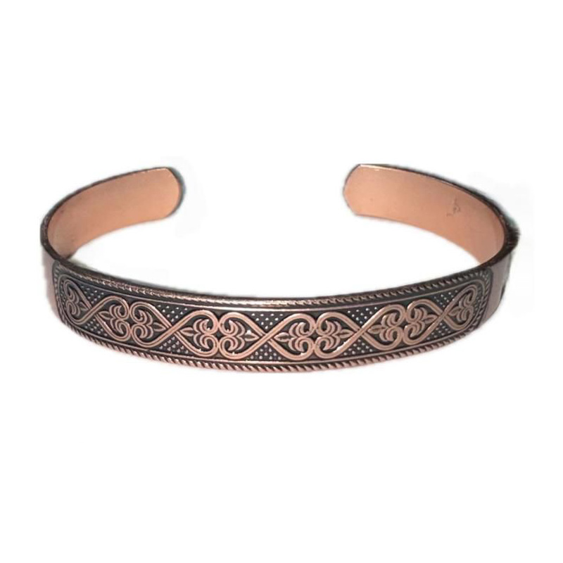 Ornamental Design Engraved Copper Cuff Bracelet | Lightweight & Comfortable for Daily Wear