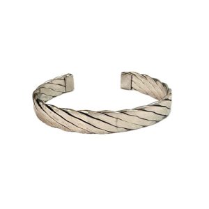Chrome-Plated Twisted Rope Copper Bracelet – Unisex