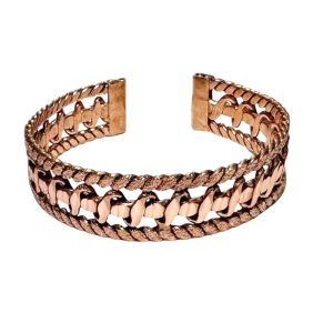 Barbed Wire Twist Copper Cuff Bracelet – Unisex Open-Ended Bangle
