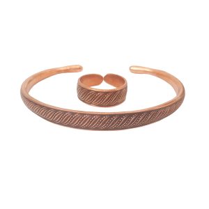 wave design copper ring and bracelet set
