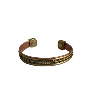 Magnetic Copper Bracelet with Brass Detailing
