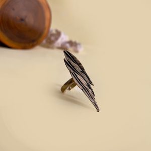 Stylish Russian Gold Feather Ring – Contemporary Adjustable Jewelry JW605