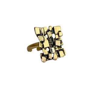 Modern Abstract Geometric Design Russian Gold Ring