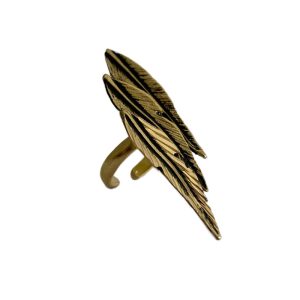 Stylish Russian Gold Feather Ring – Contemporary Adjustable
