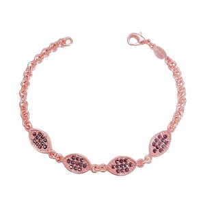 Pure Copper Chain Bracelet for Women with Marcasite Gemstones
