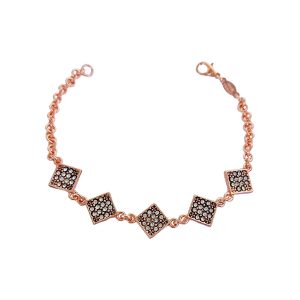 Sparkling Copper Bracelet Square Shaped for Women – Crystal Inlaid Elegance JW522