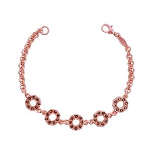 Celestial Glow Copper Bracelet – Elegant Copper Octagon Bracelet with Black Stones