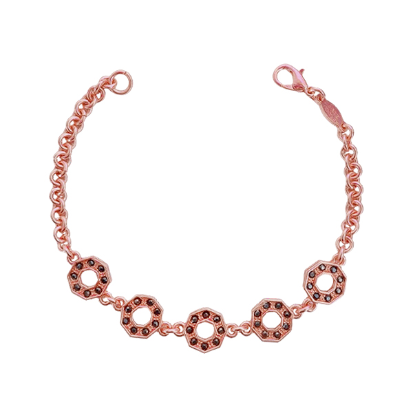 Celestial Glow Copper Bracelet – Elegant Copper Octagon Bracelet with Black Stones