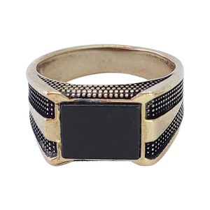Russian gold men’s square signet ring
