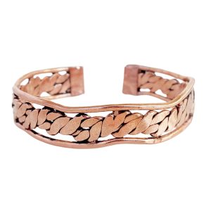 Copper Woven Design Cuff Bracelet – Bold Unisex Copper Bangle
