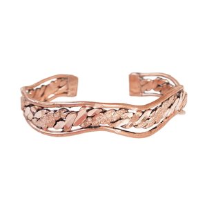Rugged Braided Copper Bracelet, Woven Cuff Bangle, Adjustable Unisex