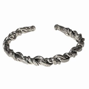 Polished Chrome Heavy Twist Copper Cuff Bracelet – Bold Unisex Vintage Style Jewelry