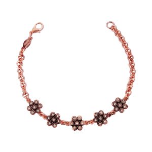 Elegant Women's Copper Flower Chain Bracelet with Crystals – Lightweight Boho Chic Jewelry