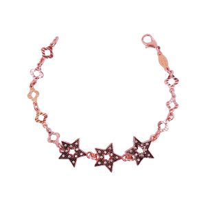 Three Star Copper Chain Bracelet with Crystal Inlay – Elegant Charms Jewelry Gift for Her – Versatile Everyday Copper Bracelet JW513