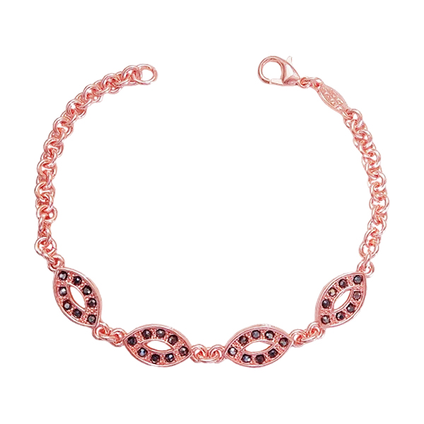 Elegant Copper Evil Eye Bracelet with Marcasite Gemstones – Lightweight Pure Copper Chain Jewelry for Daily Wear