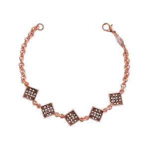 Sparkling Copper Bracelet Square Shaped for Women – Crystal Inlaid Elegance