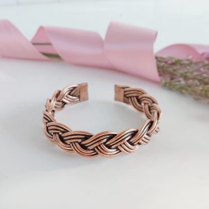 Copper Wire Braided Bracelet – Adjustable Cuff Bangle for Men & Women JW574