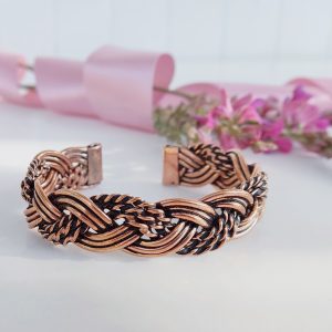 Antique Copper Wire Braided Bracelet – Rustic Vintage Style Unisex Cuff Jewelry JW575
