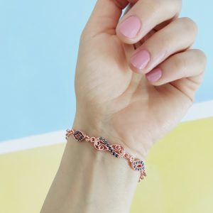 Elegant Copper Infinity Bracelet with Marcasite Stones – Pure Copper Filigree Chain Bracelet – Symbolic Jewelry Gift for Her – Lightweight Everyday Wear JW512