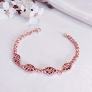 Elegant Copper Evil Eye Bracelet with Marcasite Gemstones – Lightweight Pure Copper Chain Jewelry for Daily Wear JW521