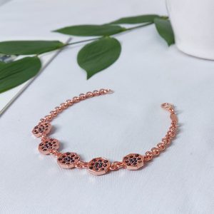 Twilight Copper Octagon Bracelet – Unique Copper Jewelry with Black Stone Accents JW530