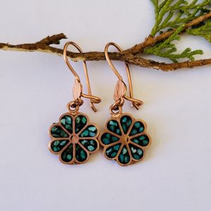 Persian Handcraft Copper and Turquoise Inlay Jewelry Set – Floral Design JW505.4