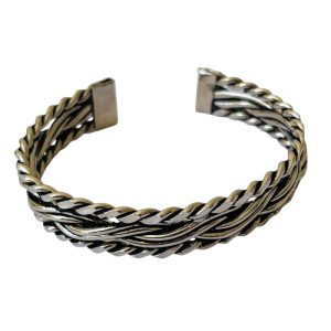 Twist Design Chrome Plated Copper Bracelet | Adjustable Cuff Bangle for Men & Women | Stylish Healing Jewelry Gift