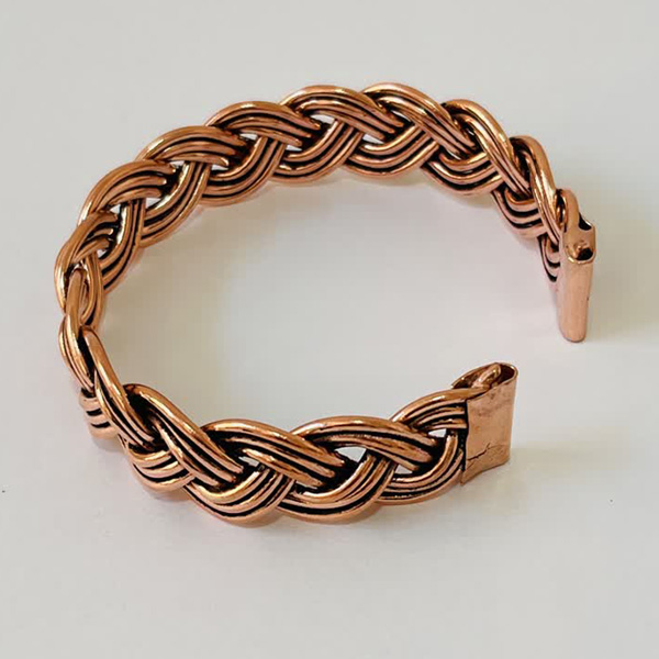 Rustic Copper Wire Braided Bracelet – Adjustable Cuff Bangle for Men & Women