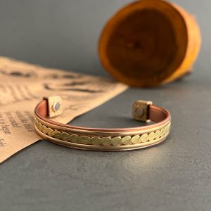 Fashionable Braided Magnetic Copper and Brass Bracelet – Unisex Adjustable Cuff Jewelry JW587