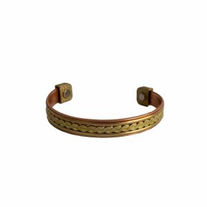 Fashionable Braided Magnetic Copper and Brass Bracelet – Unisex Adjustable Cuff Jewelry