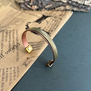 Copper Magnetic Bracelet with Brass Lines – Stylish Wellness Jewelry for Men & Women JW589.3