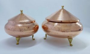 Kapaklı bakır şekerlik hijyenik ve zarif tasarımıyla