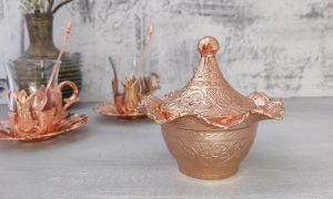 Elegant decorative copper sugar bowl