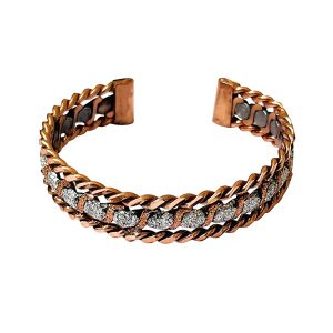 Interlace Core Copper Bracelet with twisted copper wires and textured center line
