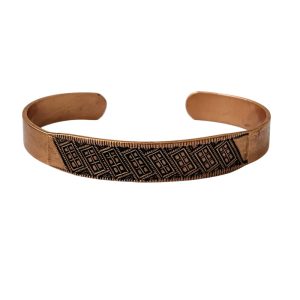 Genuine geometric design copper cuff bracelet, unisex adjustable jewelry
