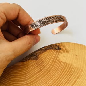 Genuine Geometric Design Copper Cuff Bracelet | Unisex Adjustable bracelet JW669