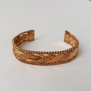 Classic Twisted Copper Cuff Bracelet – Unisex Adjustable Open Bangle JW647