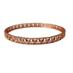 Faceted Copper Bangle Bracelet with Floral Cut Design