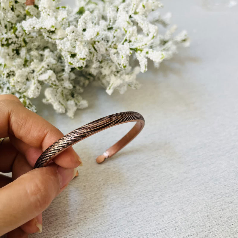 snake-skin textured copper cuff bracelet Unisex adjustable solid copper bangle