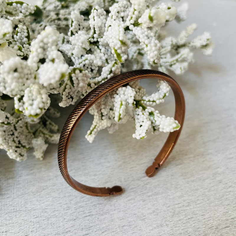 snake-skin textured copper cuff bracelet Unisex adjustable solid copper bangle