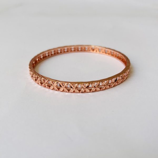 Saba Bangle Faceted Copper Bangle Bracelet – Elegant Floral Cut Design